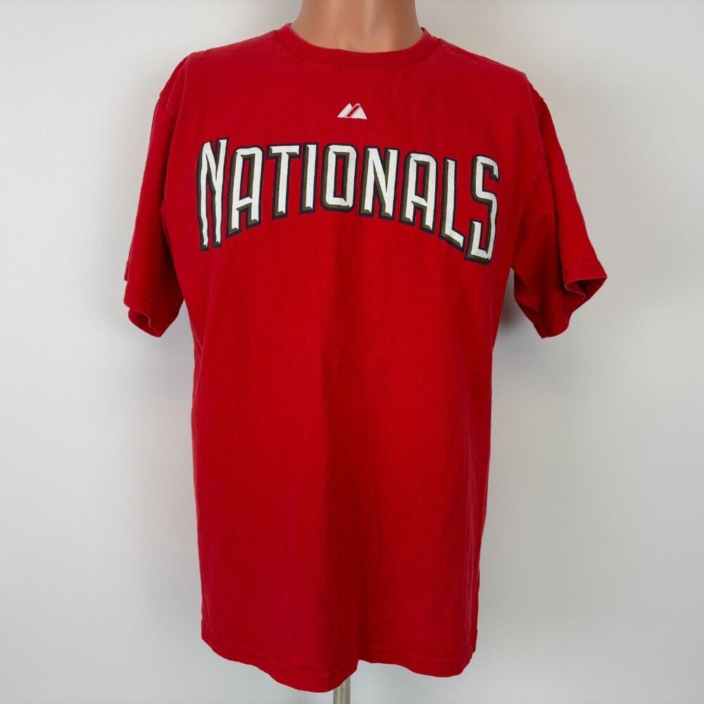 Majestic Stephen Strasburg Jersey T Shirt Mens Size M Red Washington Nationals - Picture 3 of 4